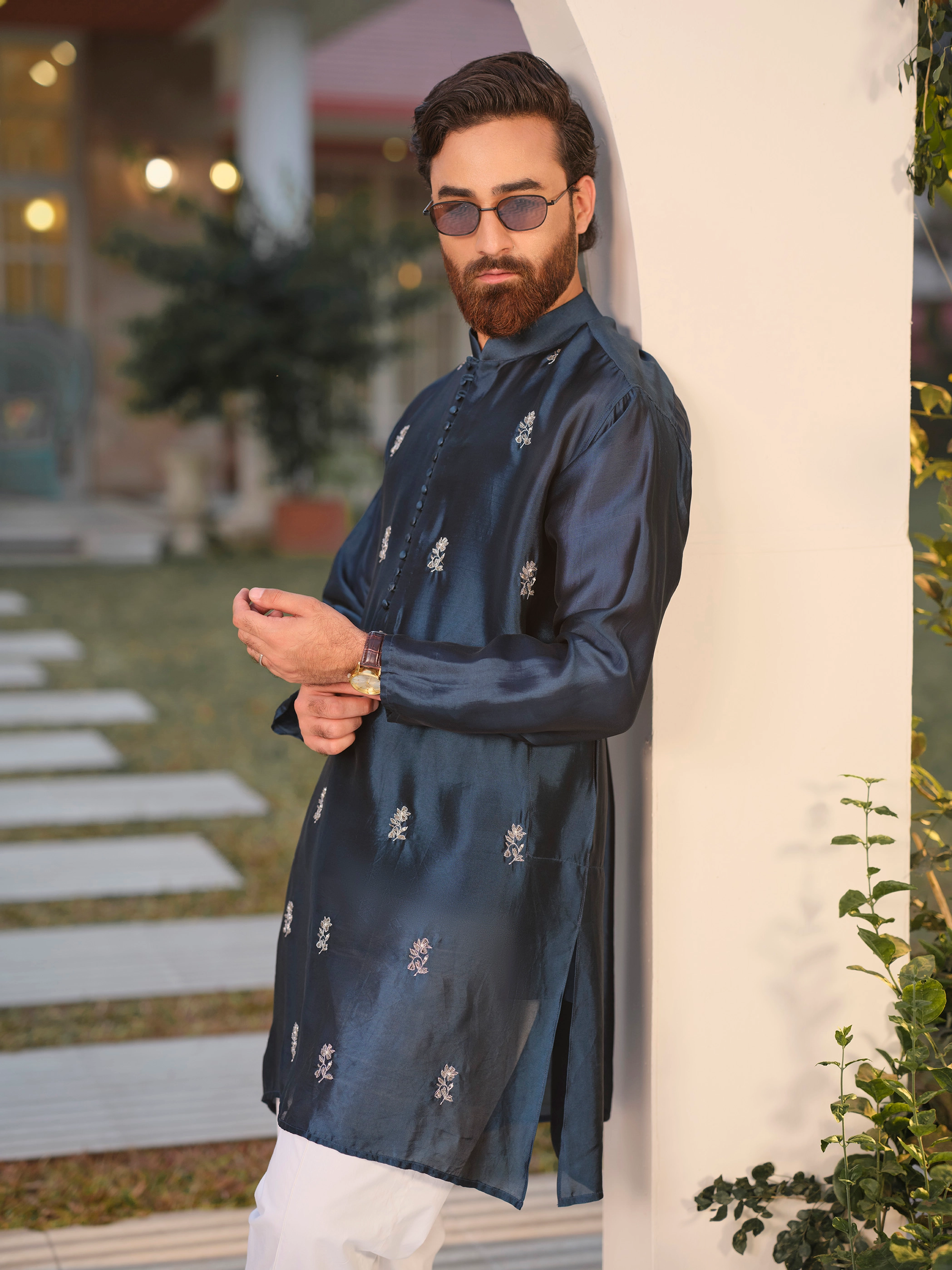 Midnight Blue Silk Punjabi